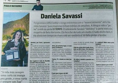 Paulo Navarro Interviews Daniela Savassi for the Estado de Minas Newspaper