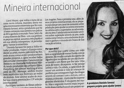 Entrevista concedida ao Jornal Estado de Minas, o maior Jornal de Minas Gerais